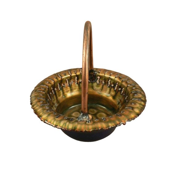 Italian Basket Artistic iridescent enameled decorative metal basket - Picture 3 of 7